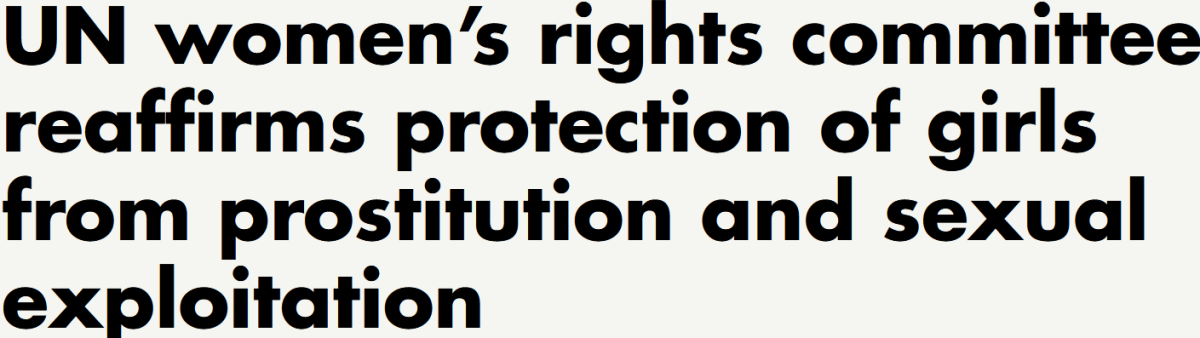 国連女性差別撤廃委員会、少女を売買春と性的搾取から保護することを再確認する